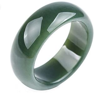BXSMNH Hetian Jade Ring Sapphire Ring Wrench Finger Jade Mode Mannen En Vrouwen Paar Modellen Ronde Saffierring Mode En Beknopt, Is Het Beste Cadeau (Kleur: Groen, Maat: 23mm)