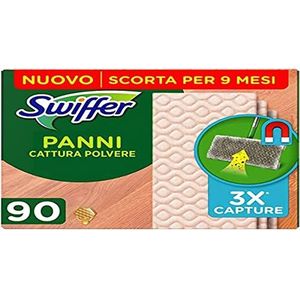 Swiffer Stofzuigerdoeken voor thuis, 90 parketdoeken, microvezel, droog, stof en vuil, ideaal voor alle soorten vloeren en voor dierenharen, maximale afmetingen,