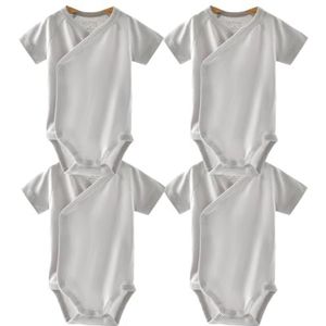 Blueleyu Unisex-baby rompertje met korte mouwen, katoen, babyrompertje, vest, onsies, 4 stuks grijs, 6-9 maanden