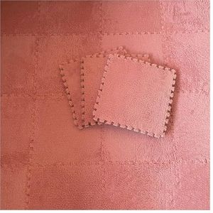 12x12 Inch 0,4 Inch Dik 12 Stuks In Elkaar Grijpende Pluche Schuimtapijttegels Machinewasbaar(Light Red)