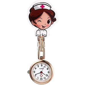 LANCARDO Verpleegsterhorloge-set met clip, voor dames en heren, analoog, kwarts, zusterhorloges voor dokter, verpleegster, roségoud, roségoud 4