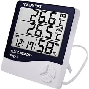LCD Elektronische Digitale Temperatuur-vochtigheidsmeter Thermometer Hygrometer Binnen Buiten Weerstation Klok,Nauwkeurig voorspellen(HTC-2)