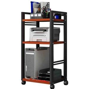 3-laags Verwijderbare Media-opslagkast Platenspelerstandaard Stereo-componentopslagkast For Av-versterker/platenspeler/skybox/printer Multifunctioneel In Hoogte Verstelbaar(Red Teak)