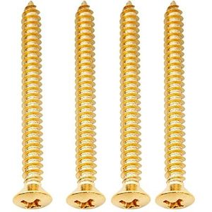 Musiclily Ultra 4x45mm Roestvrij Staal Verzonken Schroeven voor Elektrische Gitaar Basgitaar Neck Plate of Tremolo Claw,Goud (4 stuks)