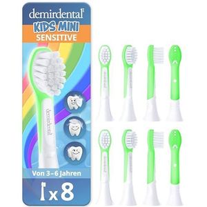Demirdental opzetborstel voor Philips Sonicare Kids, compact mini voor kinderen 3-6 jaar, vervangt HX6038 HX6034, groen, 8 stukken