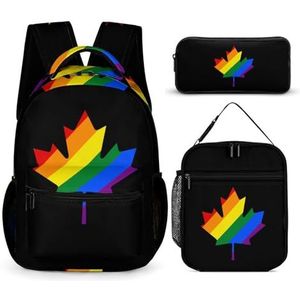 Canada LGBT Pride Print Rugzak Set Reizen Laptop Rugzak met Lunch Tas En Potlood Tas