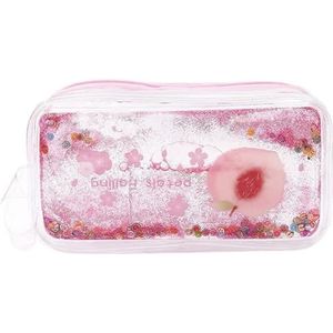 Cosmetische zak voor op reis - Plastic draagbare make-upborstelhouder met potloodopslag, bling decoratieve doorzichtige toilettasdoos, Veelkleurig, Eén maat