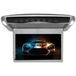 Hoofdsteun videospeler, Autodak Mount Monitor Ultradunne 10.1 Inch Plafond Mount Flip Down Overhead Screen MP5 Multimedia Speler IR/SD/USB(10.1 inch gray)