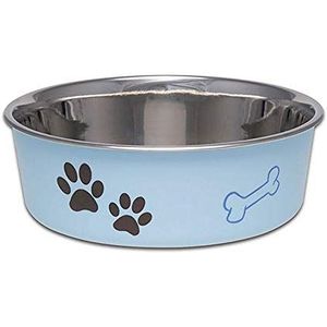 Loving Pets Roestvrijstalen Bella hondenbak, antislip, vaatwasmachinebestendig en bacteriebestendig, metallic huisdierenschotel - Murano Blue - Small (426 ml)