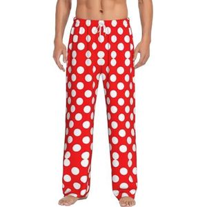 Dexnel Leuke Polka Dot Zachte Pyjama Broek Voor Mannen,Klassieke Slaapbroek Comfortabel, Polyester Pyjama Broek Met Zakken, Wit, S