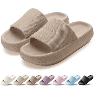 HEOAARG Pantoffels voor dames en heren, lichte pantoffels, zwembadschoenen, slider, wolken, pantoffels, strandschoenen, douche, strand, tuin, Bruin, 35/36 EU