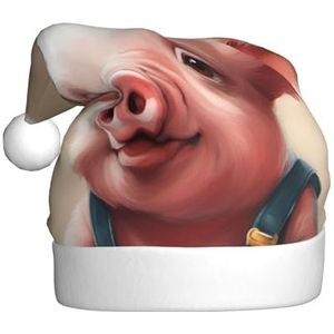 SSIMOO Naughty Pig Baby Pluche Kerstmuts voor volwassenen, feestelijke feesthoed, ideaal feestaccessoire voor bijeenkomsten