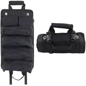 Zwart,gereedschapstas, gereedschapstas, gereedschapsrol, robuuste gereedschapstas Multifunctionele gereedschapsboxorganizer met 6 ritsvakken