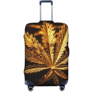 NONHAI Reisbagage Cover Protector Gouden Cannabis Koffer Cover Wasbaar Elastische Koffer Protector Anti-Kras Koffer Cover Past 45-70 cm Bagage, Zwart, S
