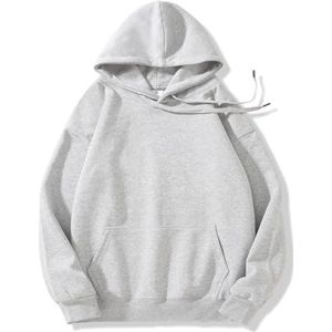 Dames Katoenen Hoodie, Casual Pullover Met Zak, Losse Pasvorm, Lange Mouwen, Herfsttop(Light Grey,XXX-Large)