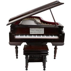 Instrument Ornament Handgemaakte Houten Muziekinstrumentencollectie Decoratieve Ornamenten Minipiano Miniatuurmodeldecoratie(Brown,18cm)