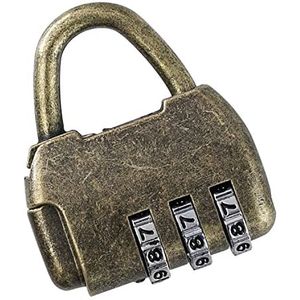 HMF Vintage deco cijferslot hangslot | 3-Cijferig | 4,3 x 3,5 x 1,2 cm | Goud
