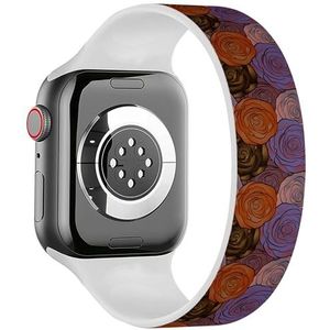Solo Loop band compatibel met alle series Apple Watch 38/40/41mm (roze bloemen roze bruin) rekbare siliconen band band accessoire, Siliconen, Geen edelsteen