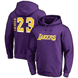 Hoodies Unisex Basketbal Kleding Lange Mouwen Lakers Trui Mannen NBA Casual Hoodies Basketbal Lange Mouw Paarse Trui, L