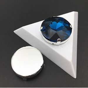 7 stks naai op glas kristal ronde baoshihua met klauw strass multi kleuren 27 mm opnaaistenen platte top-blauwe zirkoon, 16 mm 10 stks, steen in zilveren klauw
