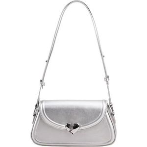 Schoudertassen voor vrouwen vrouwen crossbody tas schouder oksel kleine vierkante tas, Zilver, 23x14x6cm