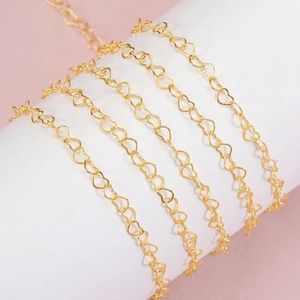 5 meter 1 meter 3 mm ketting liefde hart ketting zilver goud koper schakelkettingen armband voor sieraden maken doe-het-zelf componenten handgemaakt-goud kleur-5 meter