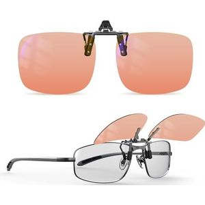 Goiteia FL-Rose Migraine Clip op Bril - Amber Clip-on Blauw Licht Blokkerende Bril voor Ogen Spanning/Lichtgevoelige/Fluorescerende LED Verlichting/Computer Screen Glare