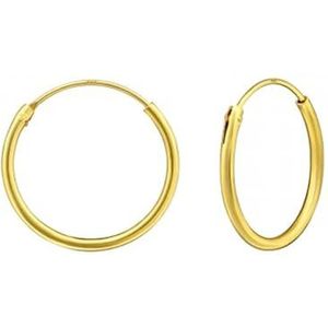 Gold plated oorringen, plain 16 mm