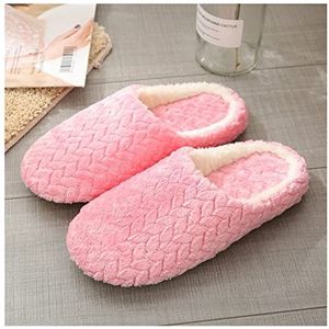LYHYDMA Katoenen pantoffels Winter Indoor Slippers Vrouwen Bont Warm Pluche Liefhebbers Thuis Slipper Antislip Herfst Schoenen Vrouw Mannen Huis Vloer Zachte Slient Slides (Roze, 11.5)