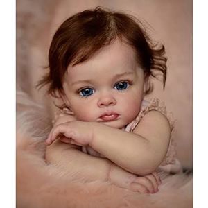 60cm Realistisch Reborn Peuterpop Meisje Blauwe Ogen 24inch Siliconen Reborn Babypop Pasgeboren 3D-huid Ziet Er Echte Poppen Uit Prinses Kinderen Verjaardag Geschenken