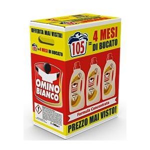 Omino Bianco - Vloeibaar wasmiddel voor 105 wasbeurten, beschermt kleuren en stoffen, frisse geur met essence hart de Marseille, 1400 ml x 3 verpakkingen