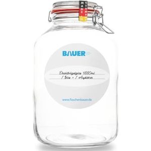 Flessenbouwer - 1-delige set draadbeugel-voorraadpotten 4880 ml, geschikt als inmaak- en fermenteglas, voor het bewaren van het vullen, lege beugelglazen, inclusief etiketten, Made in Germany