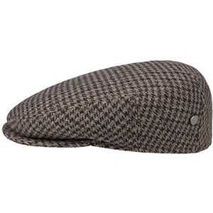 Lierys Britain Houndstooth Flat Cap Heren - Made in Italy pet met klep hat wintercap voering voor Zomer/Winter - 60 cm bruin