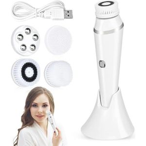 Aoreun Gezichtsreinigingsborstel, elektrische gezichtsreinigingsborstel met 3 snelheden, 4-in-1 waterdichte gezichtsborstel, spin face brush voor dieptereiniging, peeling en gezichtsmassage