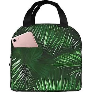 SUHNGE Groene bladeren van palmbomen tropische planten print geïsoleerde lunchtas Rolltop lunchbox draagtas voor vrouwen, mannen, volwassenen en tieners