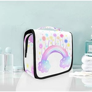 Opknoping opvouwbare toilettas regenboog roze kunst make-up reizen organizer tassen tas voor vrouwen meisjes badkamer