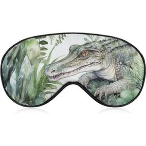 Krokodillengroen slaapmasker, lichtblokkerend oogmasker, comfortabel en zacht, oogbedekking met elastiek, geschikt voor mannen en vrouwen, geschikt voor reizen en slapen
