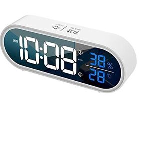 EDFCVG Muziek Elektronische wekker 2 Alarm Snooze Temp Vochtigheidscontrole digitaal LED Klokklok for woonkamer(White)