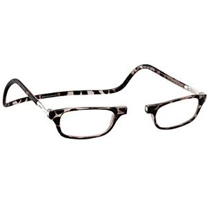 CliC Classic Leesbril voor dames en heren, magneetbril met uittrekbare stang, leeshulp, leesbril, leeshulp, tortoise + 2.0