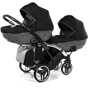 SaintBaby Gunmetal 03 3in1 Kinderwagen, broers en zussen, kinderwagen, Junama Duo S-Line