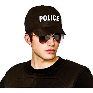 Wicked Costumes Volwassen Unisex Zwarte Politie Cap Uniform Fancy Dress Hoed