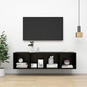 DIGBYS Wandgemonteerde tv-kast Zwart 37x37x142,5 cm Engineered Wood