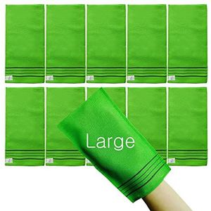 NOPIGO Premium Grote Maat Koreaanse Exfoliërende Scrub Verwijderen Mitt Italië Handdoek Bad Washandje Douche Loofah (groen 10)