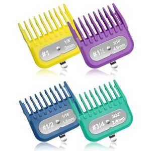 Clipper Guards Set Past voor de meeste Wahl Clippers en Babyliss FX870, kleurgecodeerde tondeuse gidsen vervanging - 1/16"" tot 3/16"", 4-delige set