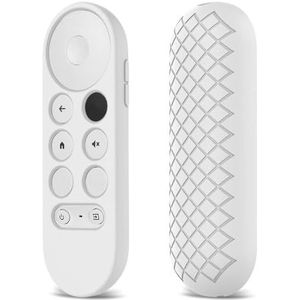 Kleurrijke siliconen afstandsbediening cover voor Google Chromecast 2020 Voice Afstandsbediening Anti-Lost Case (wit)