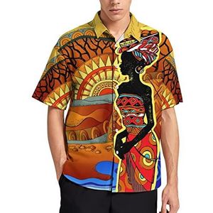 Mooie Afrikaanse Tribal Vrouw Hawaiiaanse Shirt Voor Mannen Zomer Strand Casual Korte Mouwen Button Down Shirts met Pocket