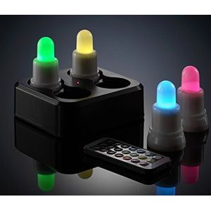 Auraglow-afstandsbediening Kleur veranderende oplaadbare LED-kaarsen en inductieve oplaadbasis, set van 4 stuks