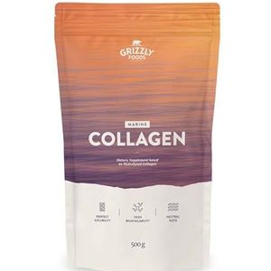 Grizzly Foods • Marine collageen poeder (1 x 500 g) • Van wild gevangen vis • 100% zuiver en natuurlijk • biologisch beschikbaar • zonder toevoegingen • Voor huid, haar en gewrichten • Smaakneutraal