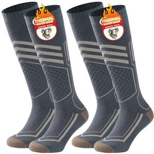 TANSTC Merino professionele skisokken voor dames en heren, anti-blaren, warme dikke thermische sokken voor koud weer, zachte bekleding, compressiesokken, jongeren, skikousen, ademend, sneldrogend, 2