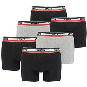 Levis SPRTSWR Logo Boxershort voor heren, set van 6 stuks, zwart/grijs, XL